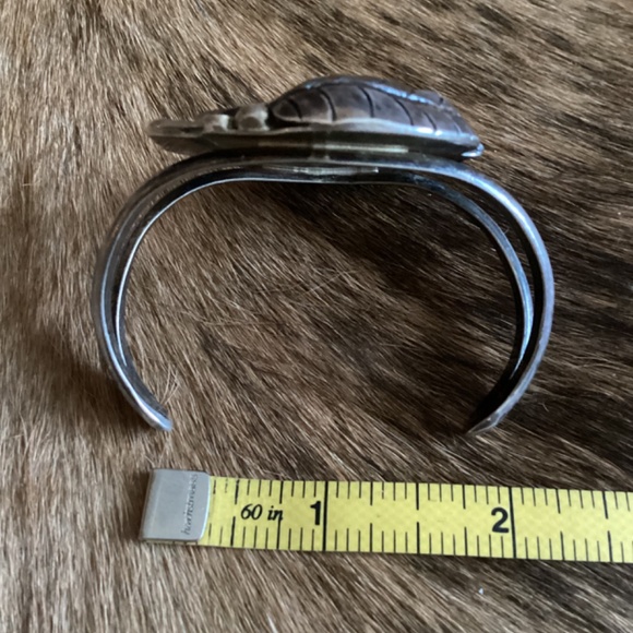 Vintage Native American Sterling Silver Old Pawn Turquoise Cuff - Picture 15 of 16